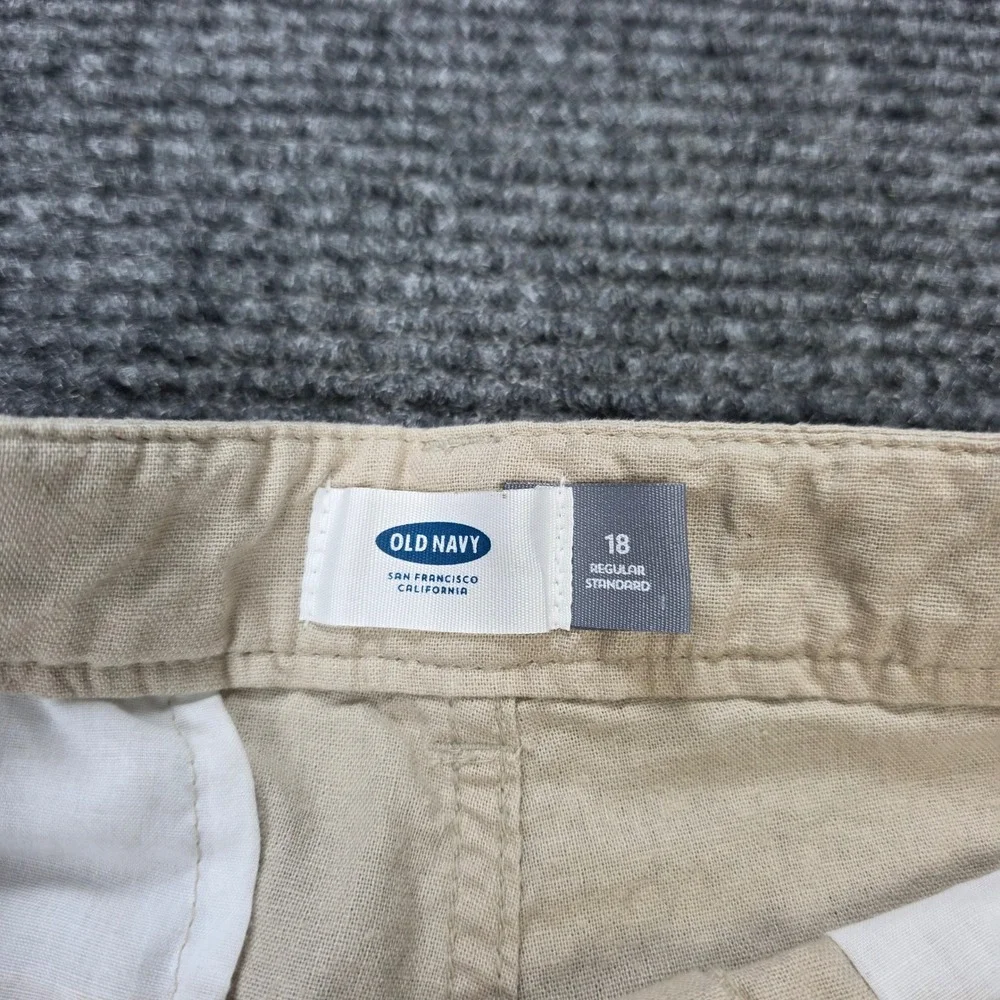 Old Navy Khaki Linen Cotton Blend Shorts Boy's‎ Size 18 Regular Tan Standard